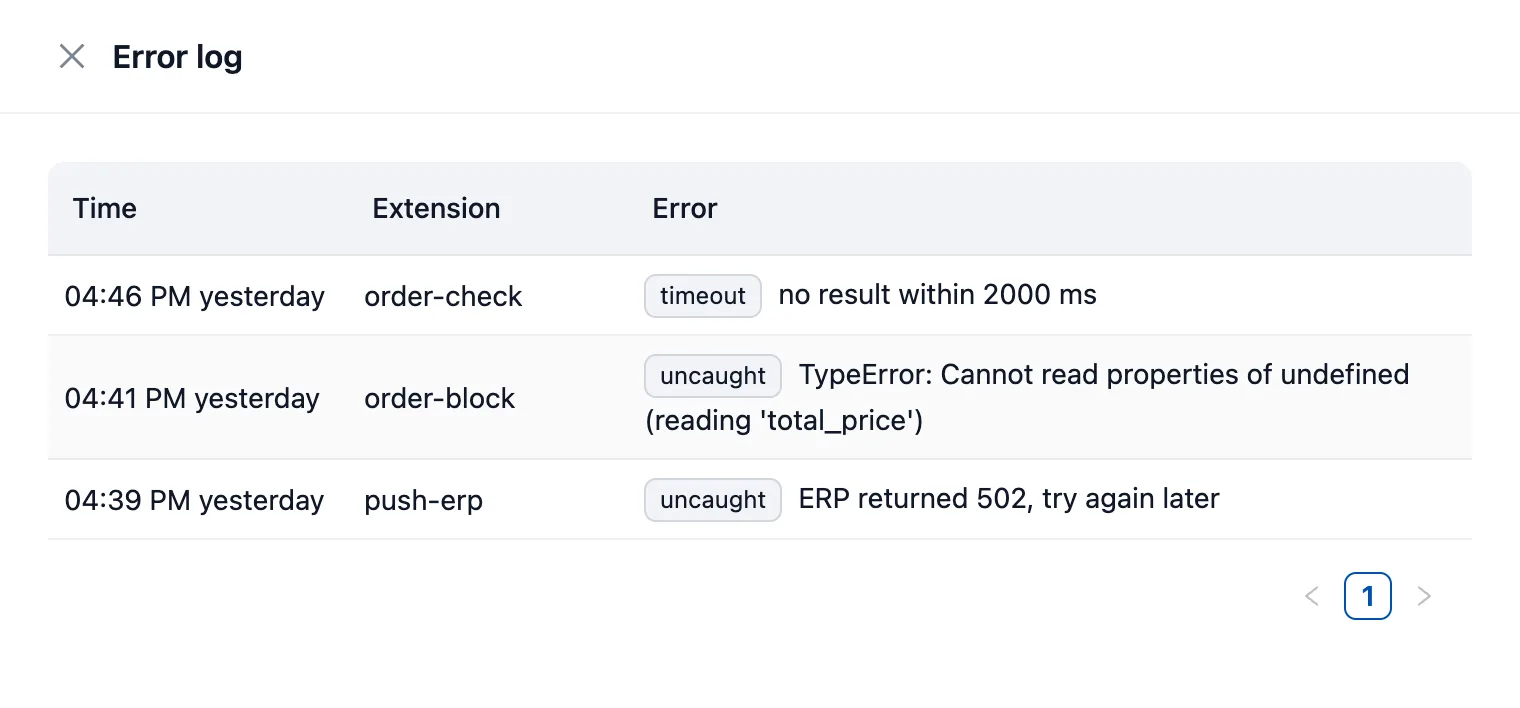 An app's error log